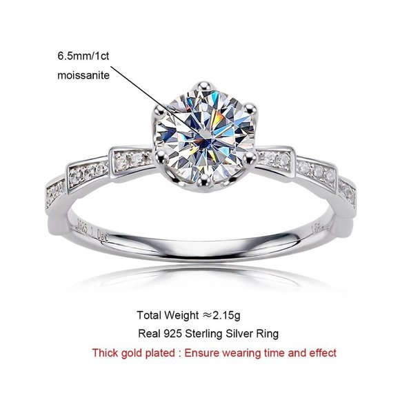 Certified 1ct. t.w. Moissanite Diamond Engagement Ring NEW E - Picture 5 of 13